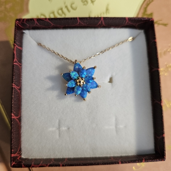 Sterling 925 Silver Lotus Necklace - Colorful Opal Inlaid, Exquisite - Picture 2 of 9